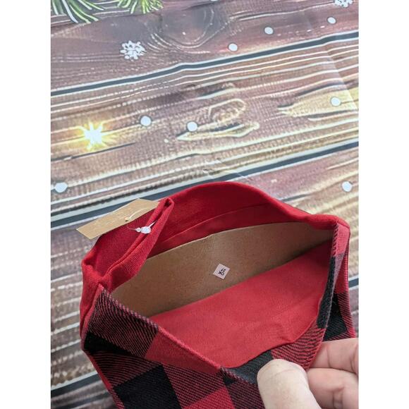 NEW Red Black Buffalo Plaid Cat Christmas Stocking With Bells Holiday - Picture 5 of 8